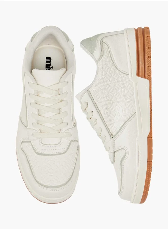 ميسي Women Logo Embossed Sneakers with Lace-Up Closure