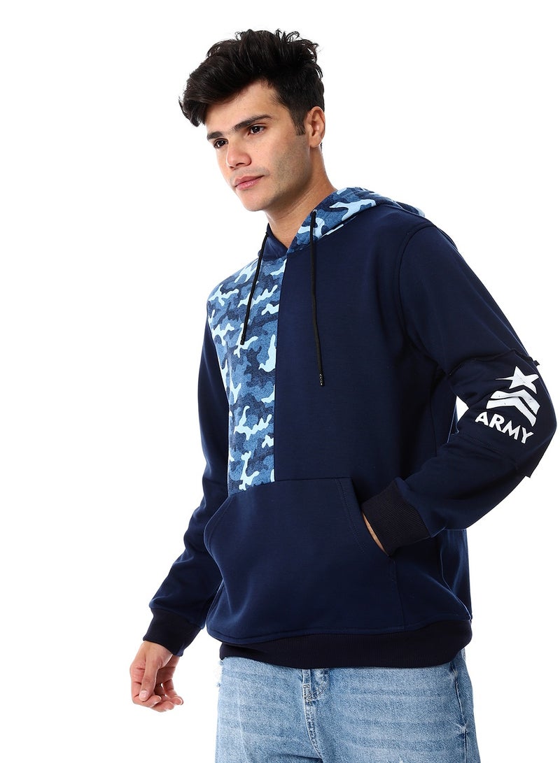 Caesar Mens Closed Hoodie With Army Design  - Image 2