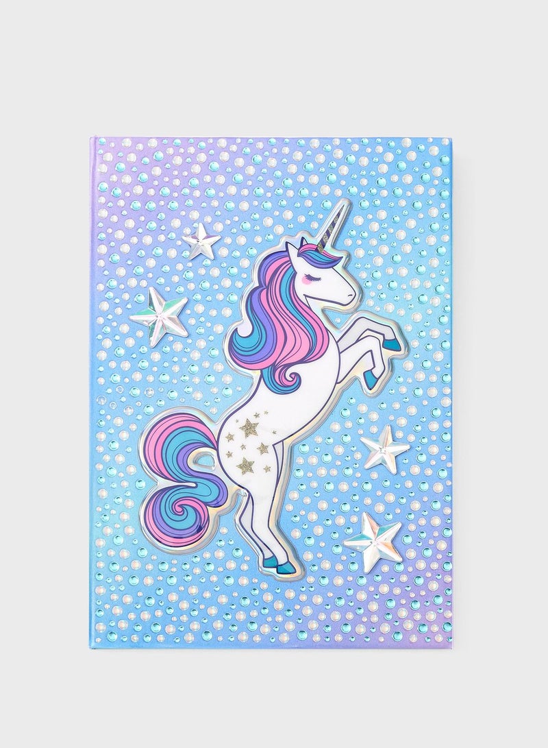 Claires Blue Unicorn Novelty Notebook Sparkling - Image 1