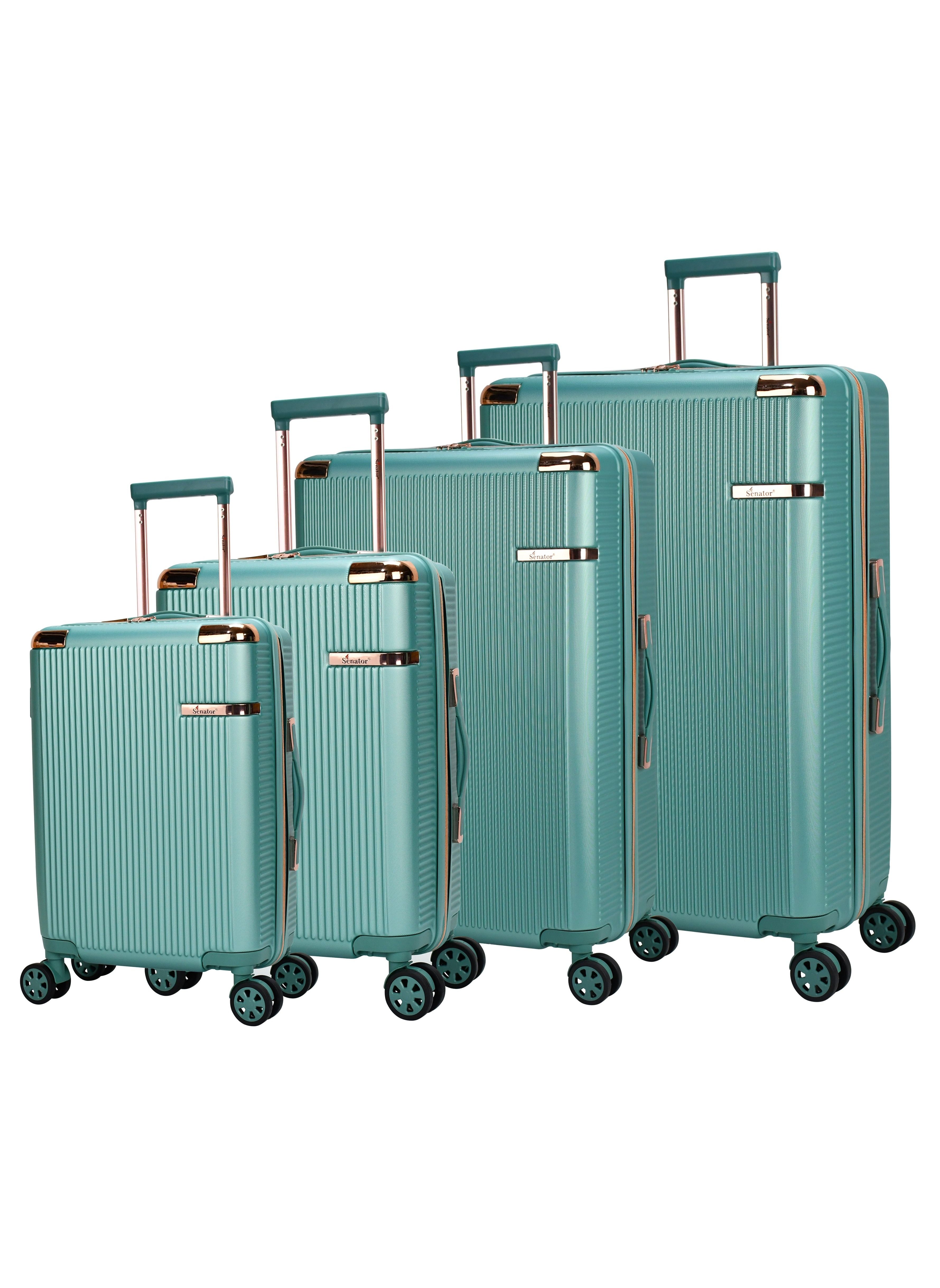 SENATOR Hard Case Trolley Luggage Set For Unisex ABS Lightweight 4 Double Wheeled Suitcase With Built In TSA Type lock A5123 Set Of 4 Light Green 