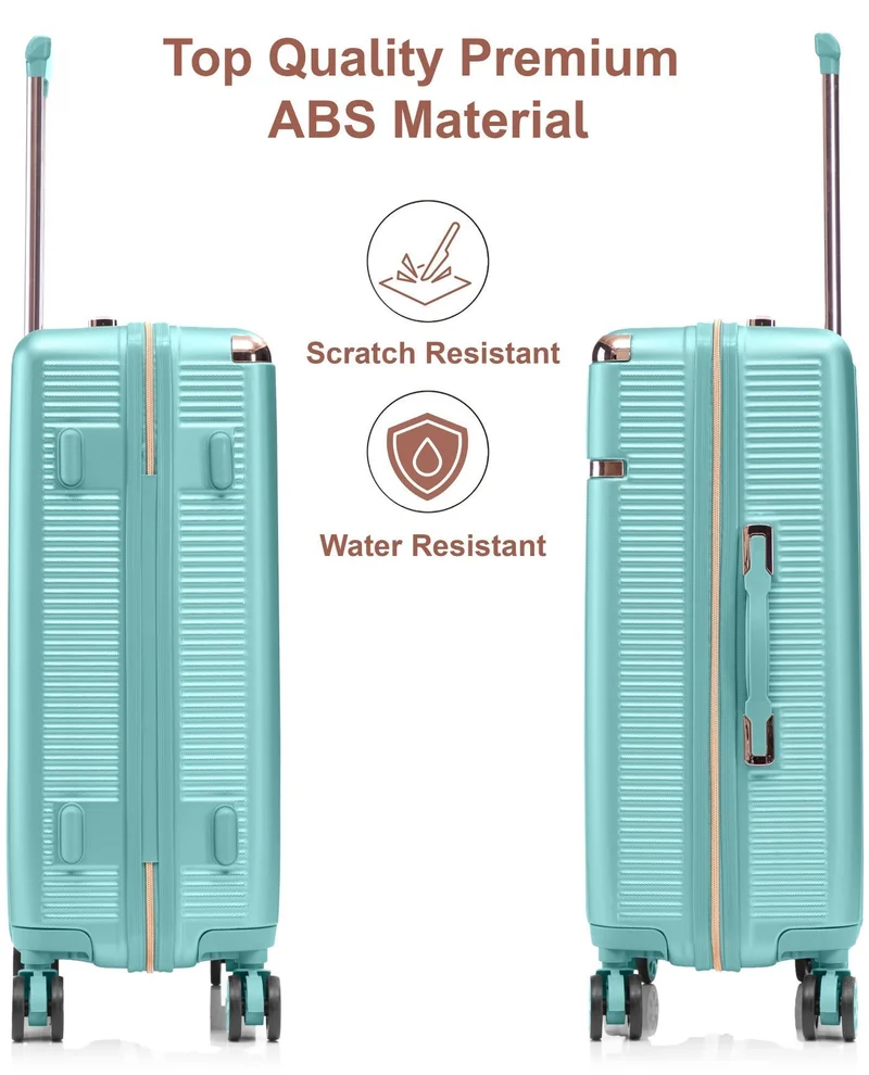 SENATOR Light Green Hard Case Trolley Luggage Set For Unisex ABS Lightweight 4 Double Wheeled Suitcase With Built In TSA Type lock A5123 Set Of 4 Light Green  | Best Price UAE