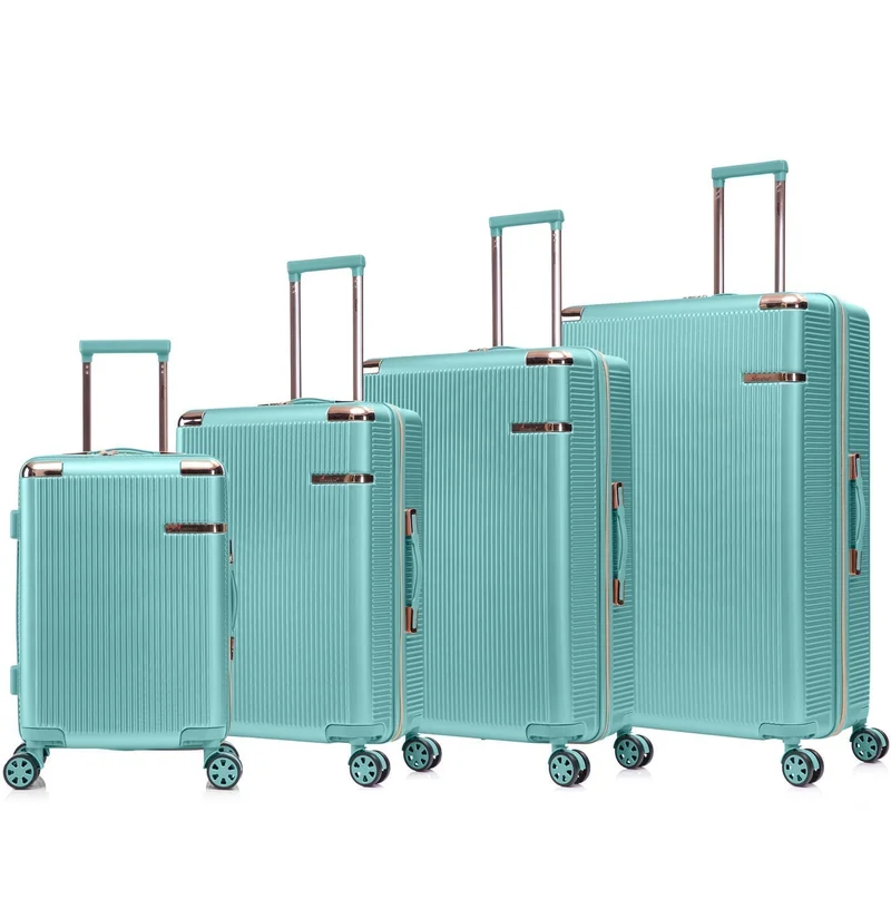 سيناتور حقيبة سفر ترولي صلبة للجنسين خفيفة الوزن من  بعجلات مزدوجة مع قفل  مدمج، مجموعة من  قطع، أخضر فاتح