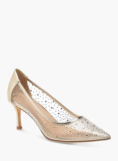 Flora Bella By Shoexpress Womens Crystal Embellished Pointed Toe Pumps With Stiletto Heels