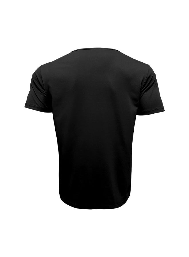 Fashionable Casual Short Sleeve U-Neck T-Shirt Men's Slim Fit Solid Color Shirt Summer  Breathable Top - Image 3