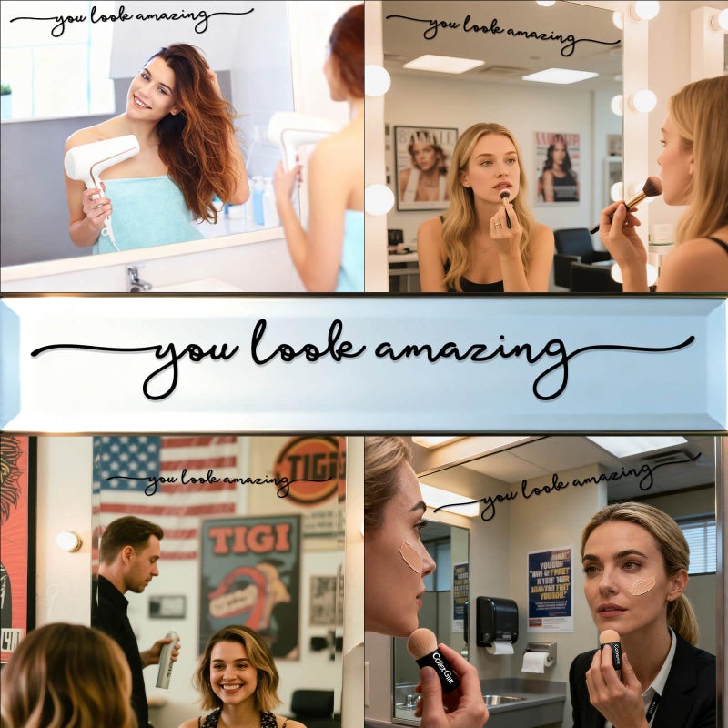 ZONICE You Look Amazing Mirror Decal - 18 x 2.5 Inch Mirror Vinyl Slogan Wall Sticker for Bedroom,Living Room,Office,Bathroom,Beauty Salon,Hair Salon.Inspirational Quotes Decal for Women,Girl,Student - Image 4