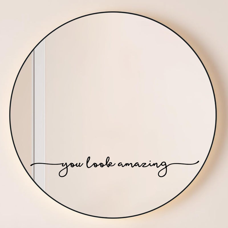ZONICE You Look Amazing Mirror Decal - 18 x 2.5 Inch Mirror Vinyl Slogan Wall Sticker for Bedroom,Living Room,Office,Bathroom,Beauty Salon,Hair Salon.Inspirational Quotes Decal for Women,Girl,Student - Image 1