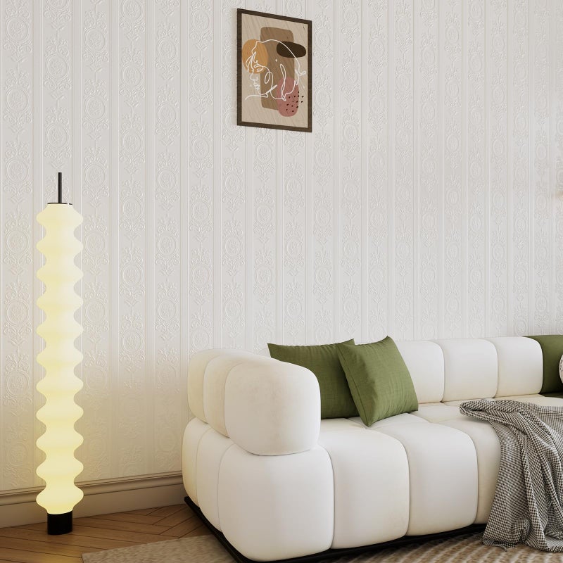 JiffDiff Wallpaper Peel and Stick Textured,3D Embossed Wall Paper Stick on Wallpaper Modern Waterproof Self Adhesive Contact Paper(17.3" x 1200",White) - Image 3