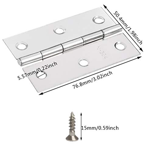FOCCTS 18 Pack Folding Door Hinges, 2 x 3 inch Stainless Steel Square Butt Hinges for Home Furniture Hardware Closet Door with Enough Screw - Image 2