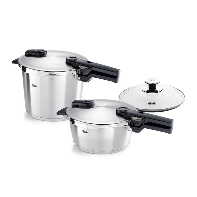 VITAQUICK PREMIUM 3 PIECE SET 37 QUART AND 63 QUART PRESSURE COOKER WITH GLASS LID