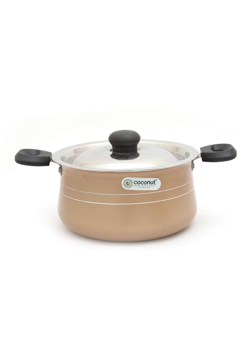 Coconut Coconut Black N Gold Series Standard Gas Stove-Friendly Stew Pot Non Stick with Lid - 4 Pc Set - Capacity 1500ML & 1200ML  - Image 4