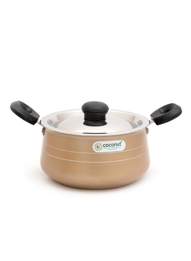 Coconut Coconut Black N Gold Series Standard Gas Stove-Friendly Stew Pot Non Stick with Lid - 4 Pc Set - Capacity 1500ML & 1200ML  - Image 3