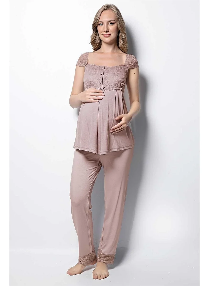 Monamise Women's Mink Maternity and Postpartum Pajama Set 18440