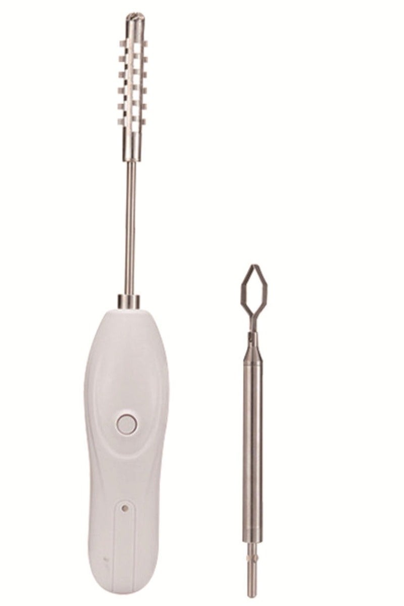 Denx Electric Vegetable Corer – Rechargeable 30W Veggie Drill with 2 Cutter Heads, Stainless Steel Core Remover & Fish Scale Scraper for Zucchini, Cucumbers, and More (White) - Image 2