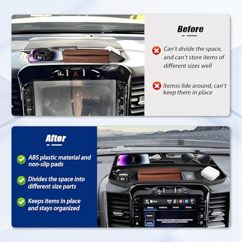 Ryansunoro 12 inches and 14.4 inches Screen Dashboard Storage Organizer Compatible with Dodge RAM 1500 2019-2026, Anti-Slip Silicone Dashboard Tray Replacement Accessories - Image 4