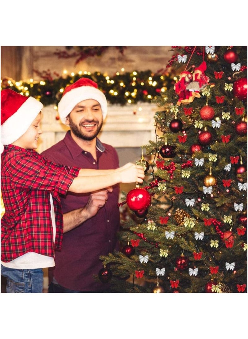 أكاليكس عيد الميلاد الشريط الانحناء الحلي شجرة عيد الميلاد الصغيرة بونوت الديكور المخملية الشريط الانحناء بريق القوس شجرة عيد الميلاد حلي معلقة ل اكاليل الزهور هدية التفاف لوازم الذهب الأحمر الفضة - Image 4