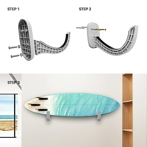 TWO STONES Surfboard Rack | Wall Mount for Surfboards & Paddle Boards (Grey) - Image 4