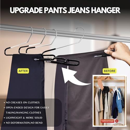 ROLLYWARE Premium Non-Slip Stainless Steel Hanger with Lockable Technology- for Saree, Pants, Trouser, Velvet, Scarfs and Other Clothes Black (10 Pieces-Black) - Image 2