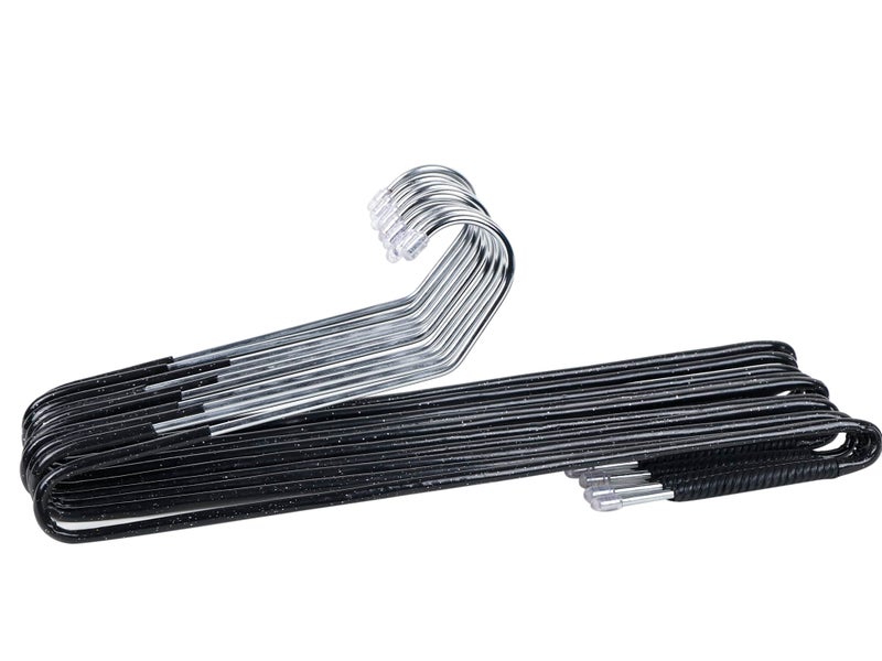 ROLLYWARE Premium Non-Slip Stainless Steel Hanger with Lockable Technology- for Saree, Pants, Trouser, Velvet, Scarfs and Other Clothes Black (10 Pieces-Black) - Image 1