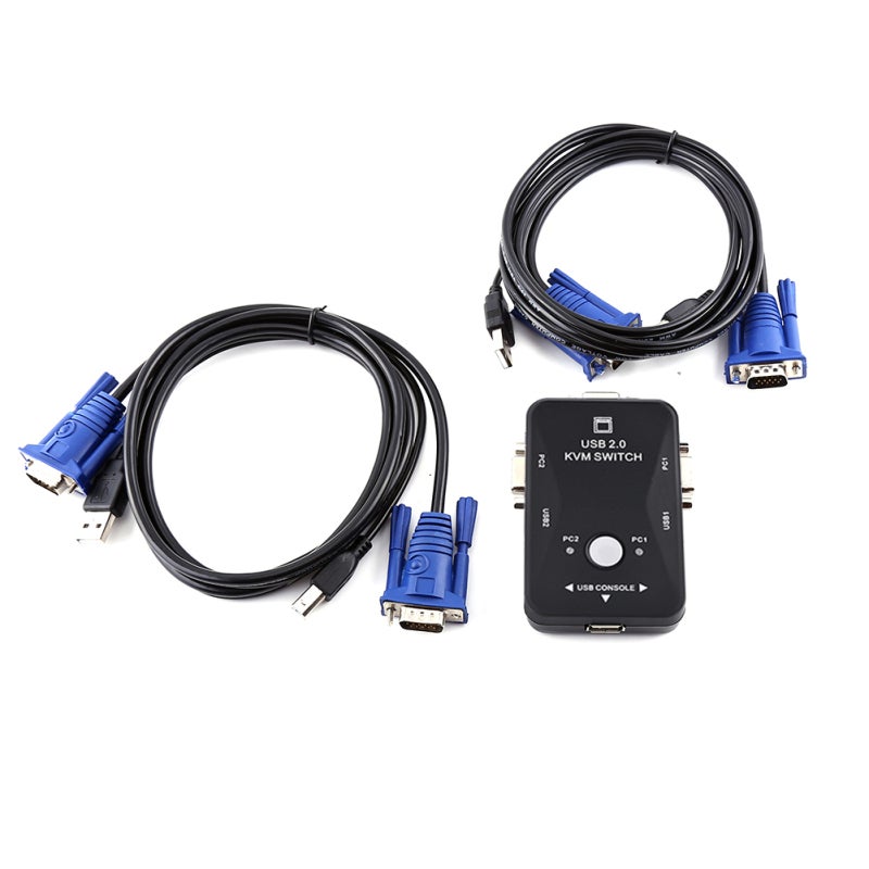 USB 2 Ports KVM Switch Device VGA KVM Switch - Plug and Play Installation Maximum Resolution 1920 x 1440 for 2 PCs - Image 1