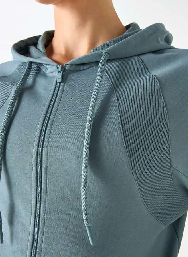 ADOT by Splash Textured Zip Through Jacket with Hood and Pockets