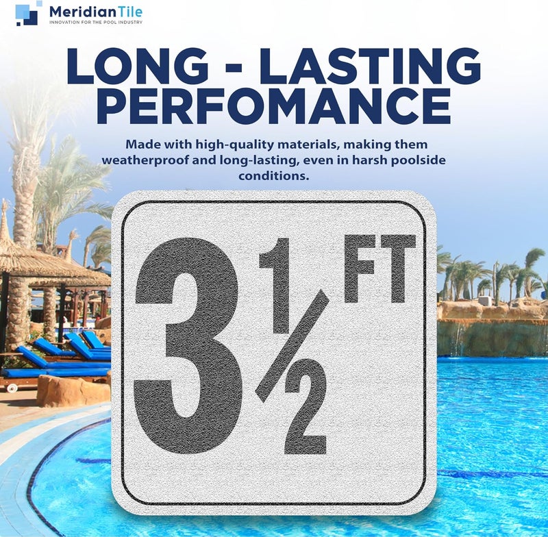 Aquatic Custom Tile 3 1/2FT Depth Markers, 6x6 Inch Vinyl Stickers, Swimming Pool Number Signage, Adhesive Pool Depth Markers for Decks, Made in USA (Pack of 2) - Image 3