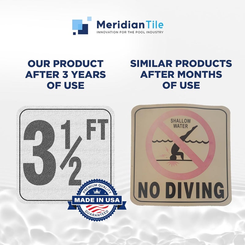 Aquatic Custom Tile 3 1/2FT Depth Markers, 6x6 Inch Vinyl Stickers, Swimming Pool Number Signage, Adhesive Pool Depth Markers for Decks, Made in USA (Pack of 2) - Image 4