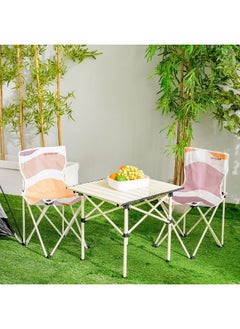 DANUBE HOME 1 + 2 Seater Foldable Camping Set Light Weight Patio Chair All Weather Durable Material Picnic Chair Portable Stool For Outdoor Garden Camping Picnic Multi Color  - Image 4