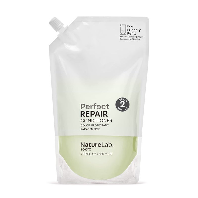NatureLab. TOKYO NatureLab.TOKYO Perfect Repair Conditioner - Lightweight Conditioner for Damaged, Color-Treated Hair - Penetrates Roots and Revitalizes & Restores Strands - Japanese Hair Care - Refill Pouch, 22.9oz - Image 1