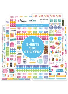 bloom daily planners Bloom Daily Planners New Teacher Planner Sticker Pack - School Themed Planning Sticker Sheets For Educators  Homeschoolers  Etc.- 8 Sheets 586 Stickers Per Pack  - Image 1