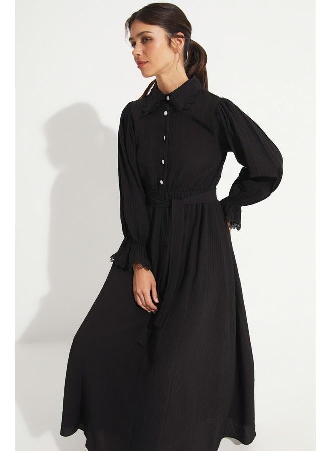 جون فستان ميدي بحزام - Image 3