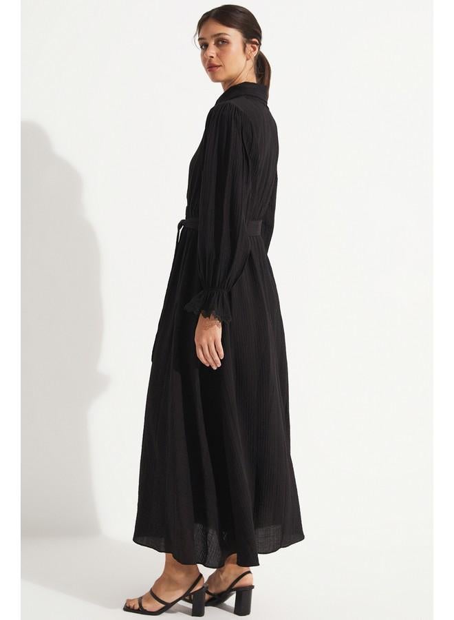 جون فستان ميدي بحزام - Image 5