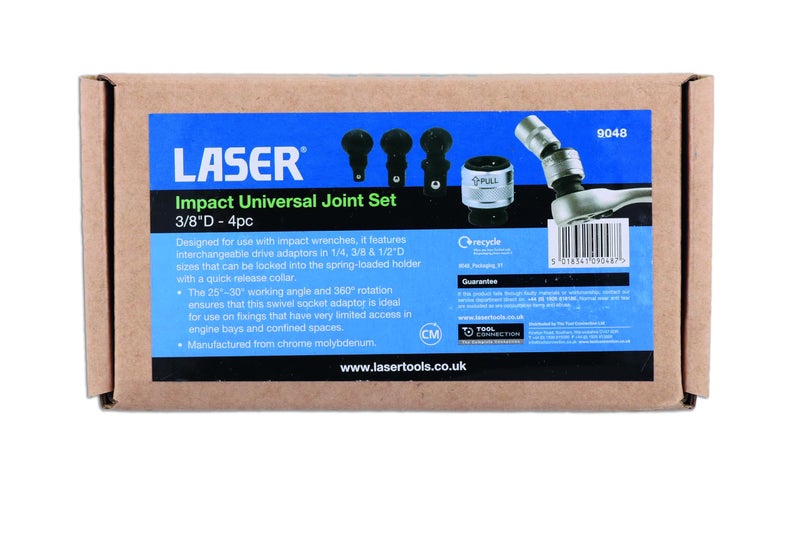 Laser 9048 Impact Universal Joint Set 3/8" D 4pc - Image 2