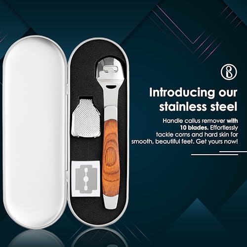 Beauté Secrets Callus remover for feet, Corn Shaver, Corn cutter for foot, Hard Skin Remover 10 Blades (Wood Handle) - Image 4