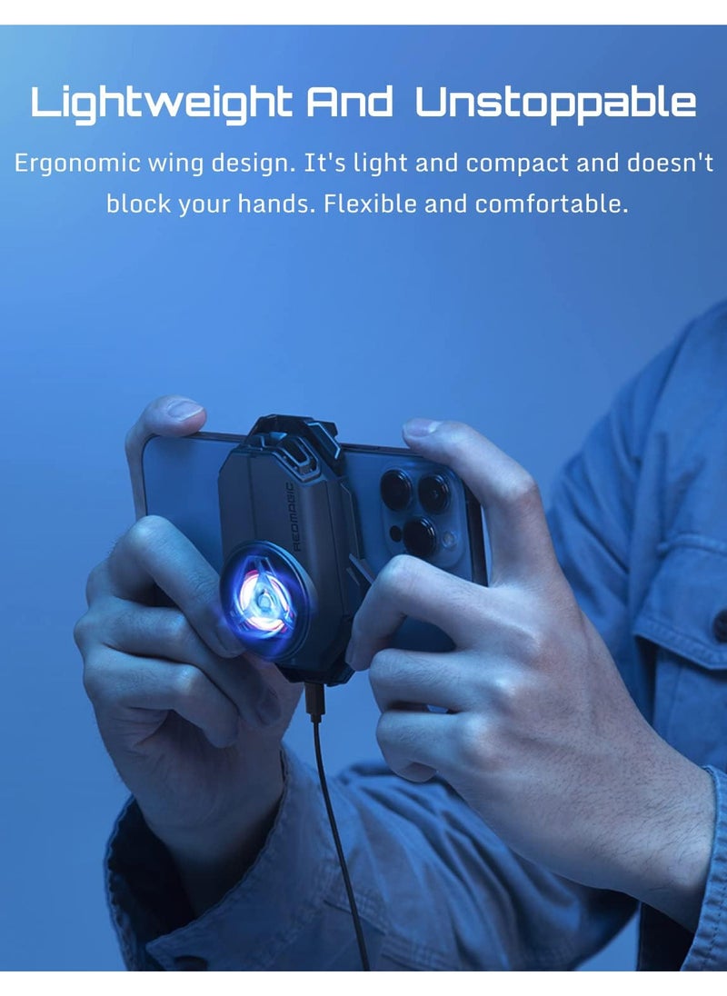 ريد ماجيك - REDMAGIC Phone Cooler, Phone Radiator with Dual Fans and Semiconductors, Cell Phone Radiator with RGB Lights and App Control Compatible 7 Gaming Phone(Designed only 7) Gray - Image 1
