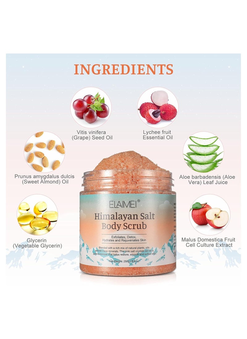 Elaimei - Himalayan Salt Body Scrub Exfoliates, Detox, Hydrates and Rejuvenates Skin 250g - Image 1