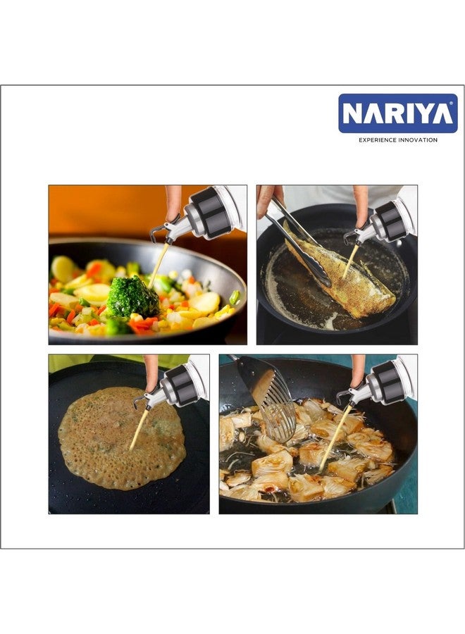 NARIYA زجاجة موزع زيت بلاستيكية نارية للمطبخ، حاوية زيت طهي مانعة للتسرب، أداة مطبخ (1000 مل، عبوة من 2) شفافة - Image 2