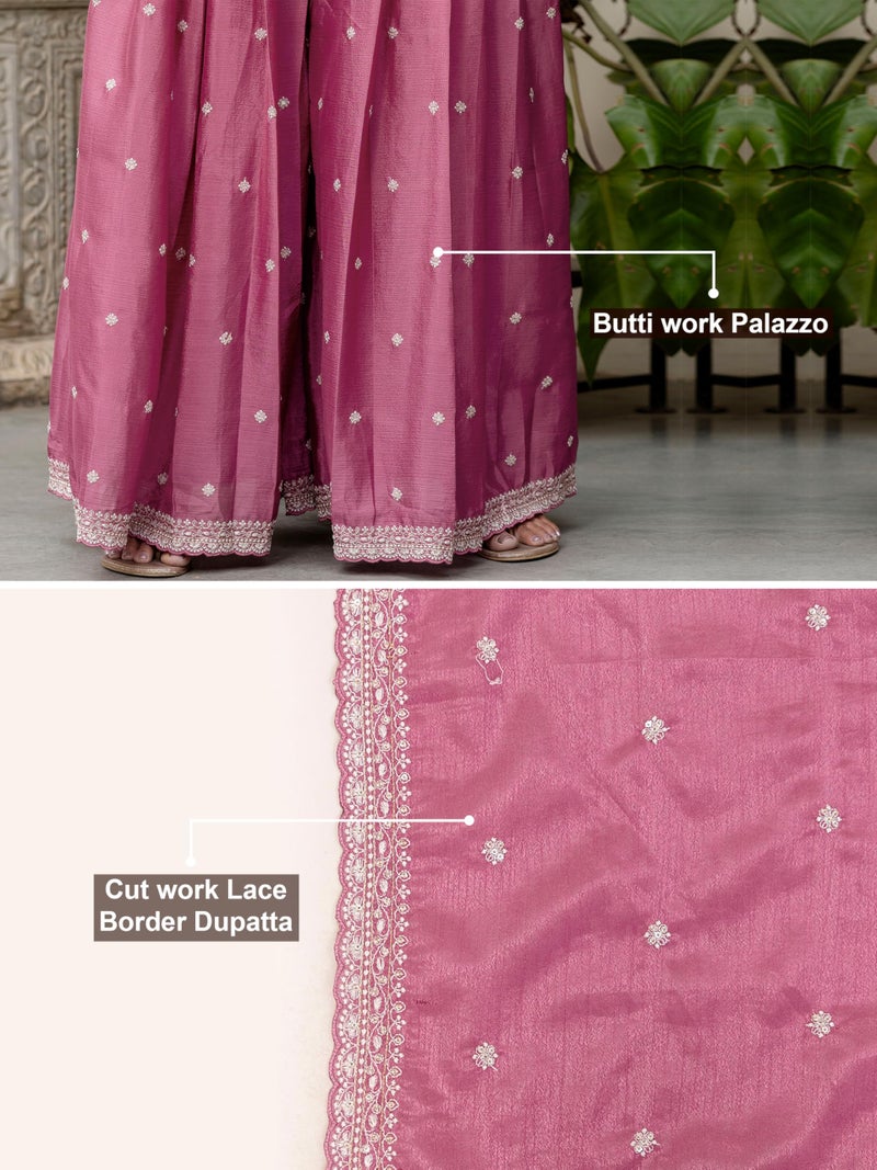 TRENDMALLS Women's Art Silk Embroidery Kurta Palazzo with Dupatta Set (G298-LightPink-3XL) - Image 5