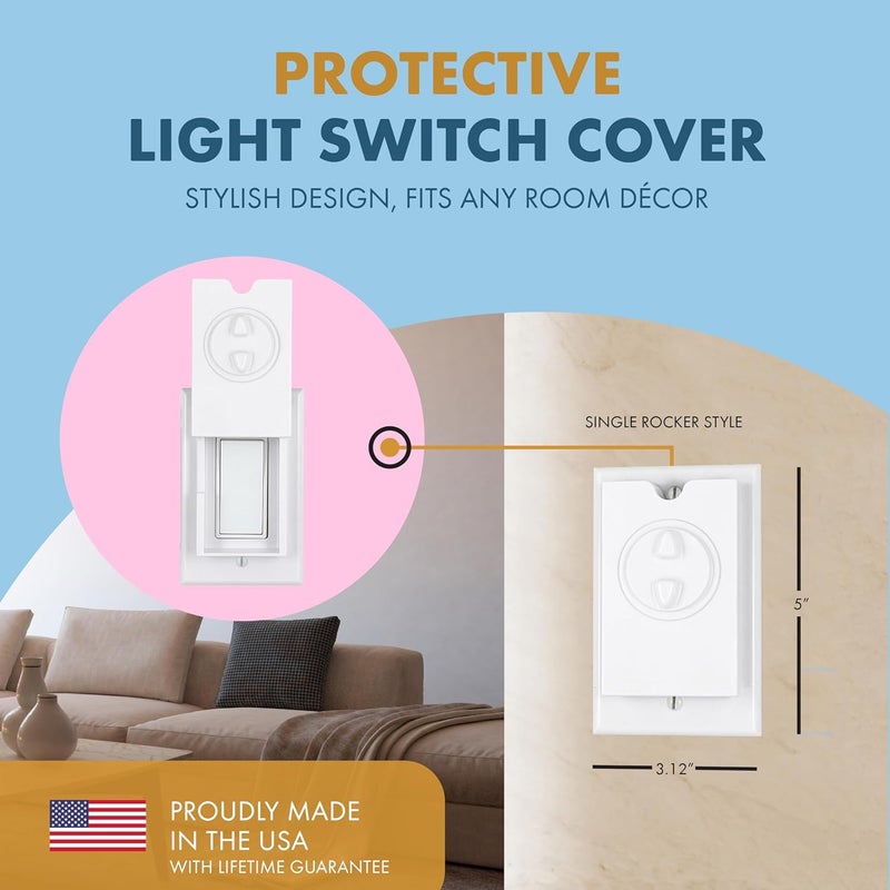 DHT Ventures Store HomeStar Safety Light Switch Guard | Single Rocker Style | Child Proof Light Switch Plate | Tamper-Proof Switch Protection | Switch Lock Cover - Image 2