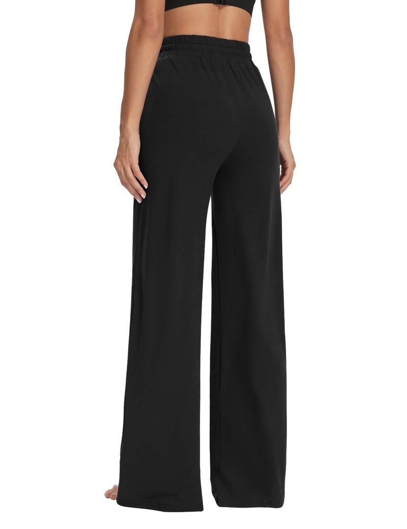 Sarin Mathews Womens Yoga Sweatpants Wide Leg Lounge Pajamas Pants Comfy Drawstring Workout Joggers Pants with Pockets Black 2XL - Image 4