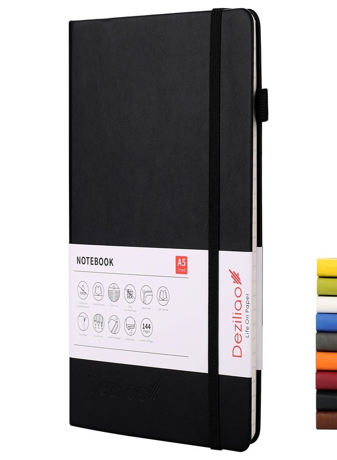 Deziliao Lined Journal Notebooks with Pen Loop, Hardcover Notebook Journal for Work, 100Gsm Premium Thick Paper with Inner Pocket, Medium 5.7"x8.4", （White, Ruled） - Image 1