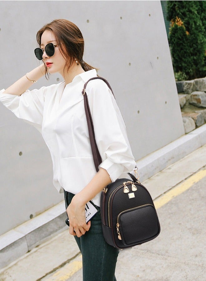 DUNISO Anti Theft Mini Backpack Purse for Women with Adjustable Shoulder Straps Cute Leather Backpack Bag Mini Daypack with Multiple Zipper Pockets - Image 3