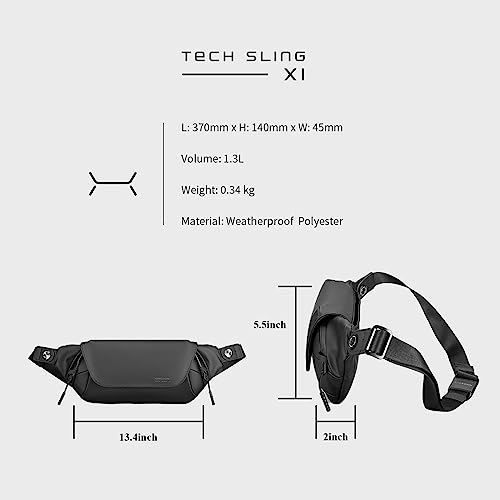 Kingsons Compact EDC Tech Sling Bag for Men, Waterproof Crossbody Chest Shoulder Backpack with Magnetic Closure, Everyday Carry Bag for Travel, Work, Sport - Image 2