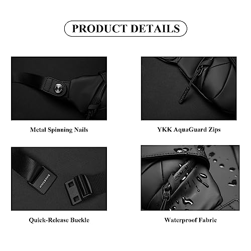 Kingsons Compact EDC Tech Sling Bag for Men, Waterproof Crossbody Chest Shoulder Backpack with Magnetic Closure, Everyday Carry Bag for Travel, Work, Sport - Image 4