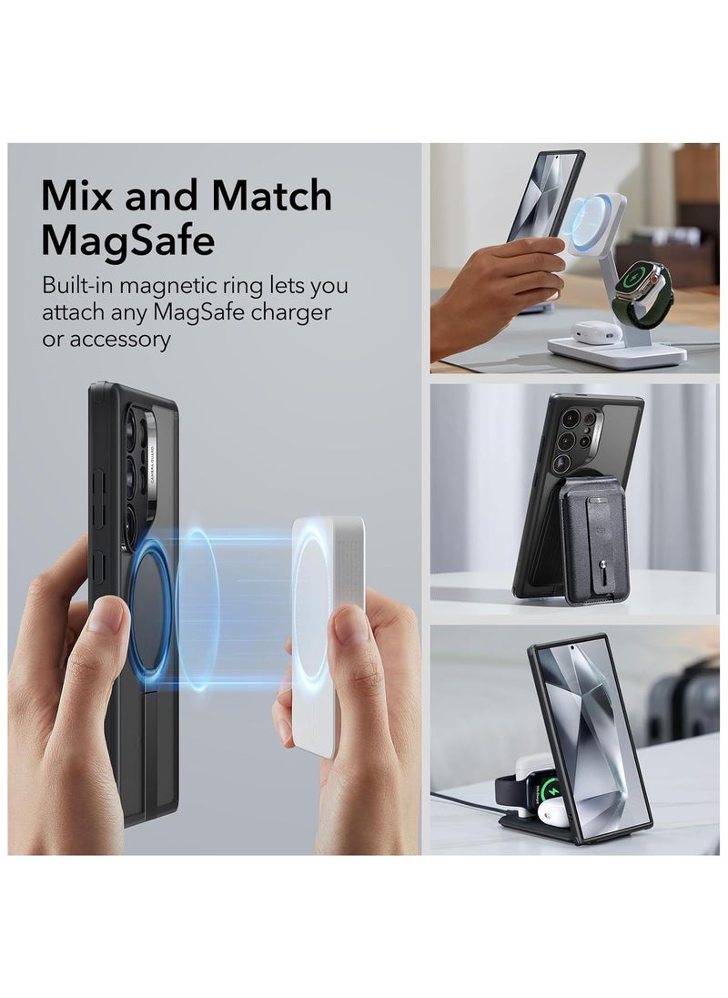 ESR - ESR for Samsung S24 Ultra Case with Kickstand, Compatible with MagSafe, Magnetic Case for Samsung Galaxy S24 Ultra with 3 Stand Modes, Military-Grade Protection, Shockproof Protective Case - Black - Image 1