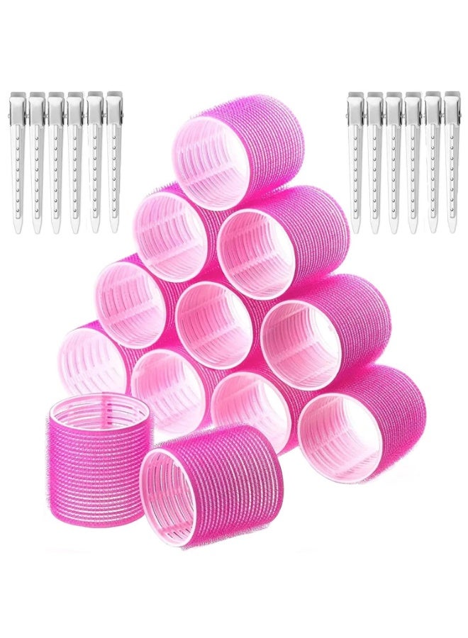 24Pcs Jumbo Hair Rollers Set 12 Pcs Hair Rollers And 12 Pcs Stainless Steel Duckbill Clips - Image 1