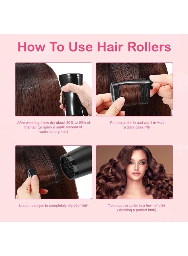 24Pcs Jumbo Hair Rollers Set 12 Pcs Hair Rollers And 12 Pcs Stainless Steel Duckbill Clips - Image 4