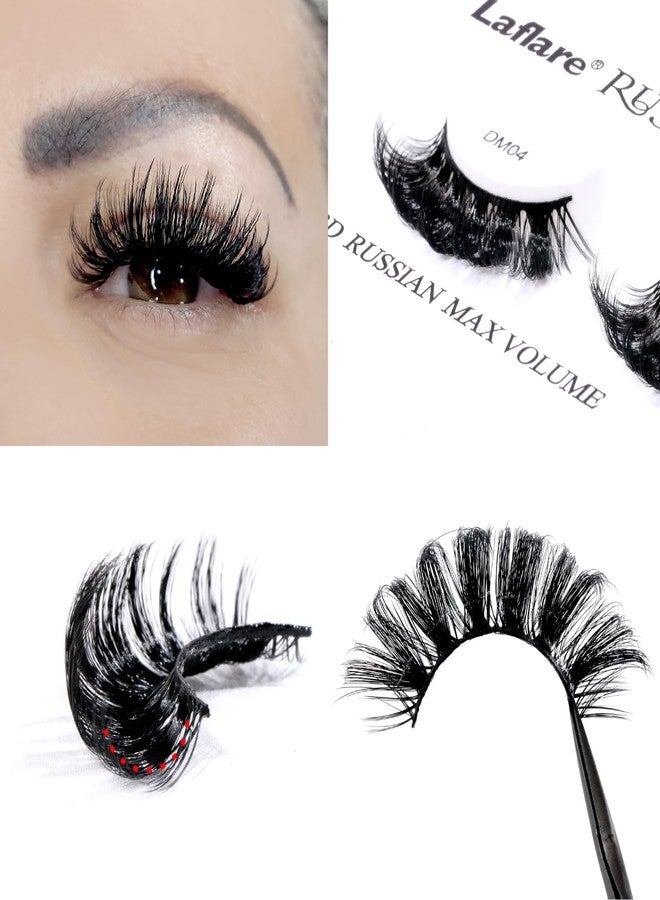 Laflare 3D False Eyelashes Russian Max Volume Strip Lashes | Fluffy, Wispy, Lightweight | Faux Mink Eyelashes Extension D Curl Wispy Handmade Soft Reusable 3 Packs Value Combo. (FDM04X3C) - Image 2