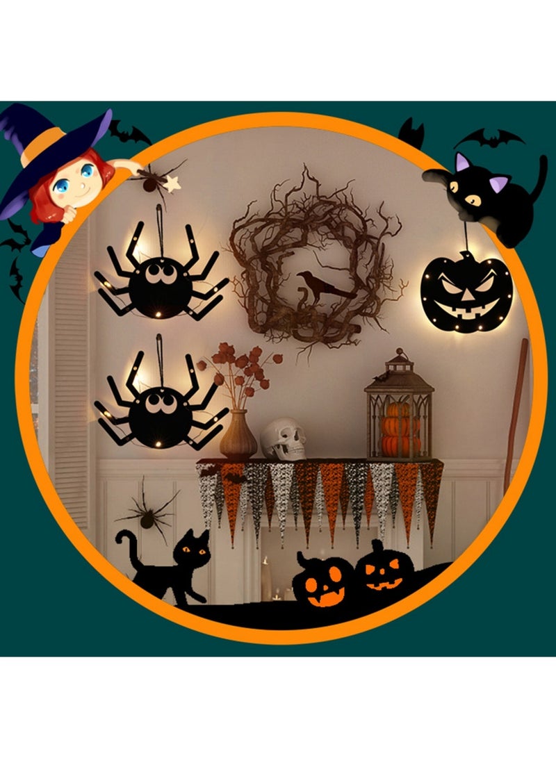 Halloween Decoration Hanging Lights 1 Pack , Bat/Spider Web/ Spooky/Castle/ Black Cat/Witch/Ghost LED Decoration Hanging Light Window Cling Hallo ween Light, Halloween Party Indoor Decor - Image 4