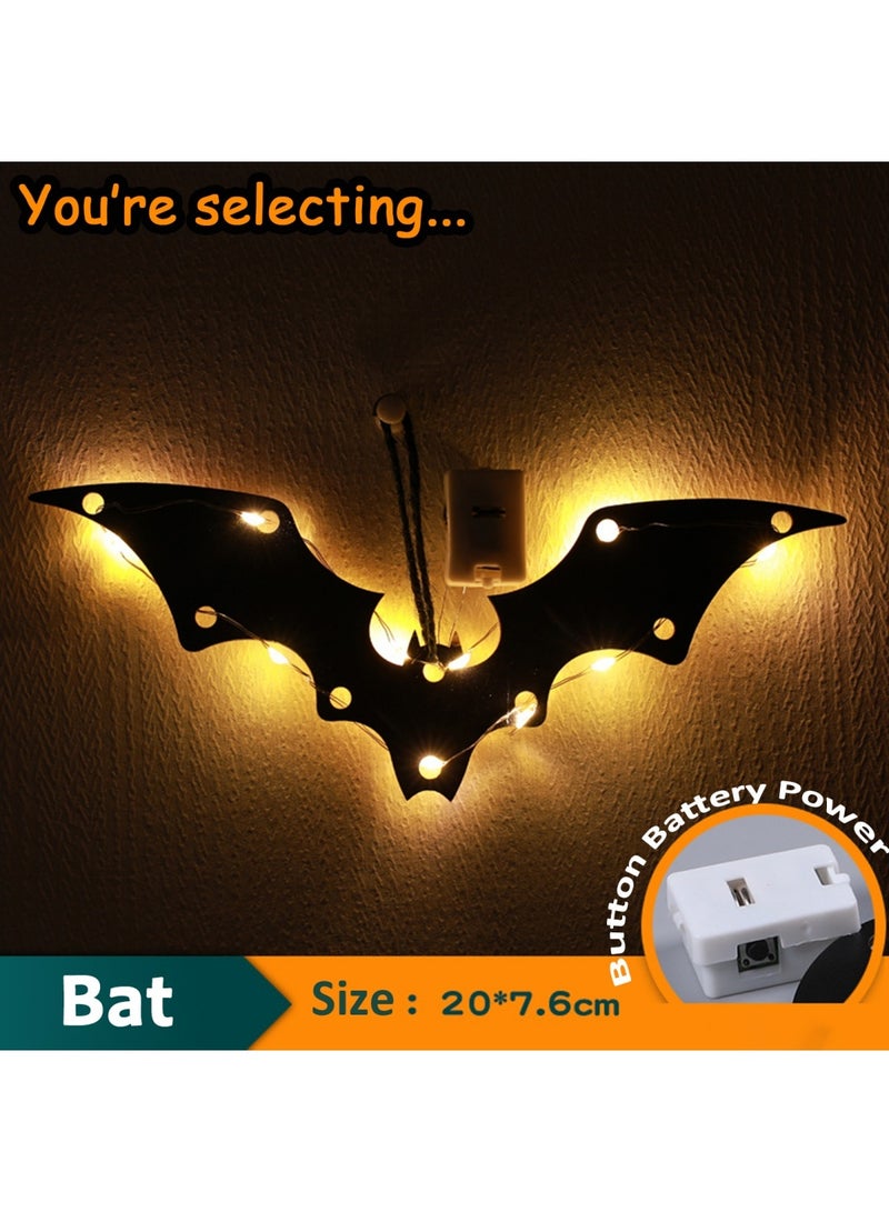 Halloween Decoration Hanging Lights 1 Pack , Bat/Spider Web/ Spooky/Castle/ Black Cat/Witch/Ghost LED Decoration Hanging Light Window Cling Hallo ween Light, Halloween Party Indoor Decor - Image 2