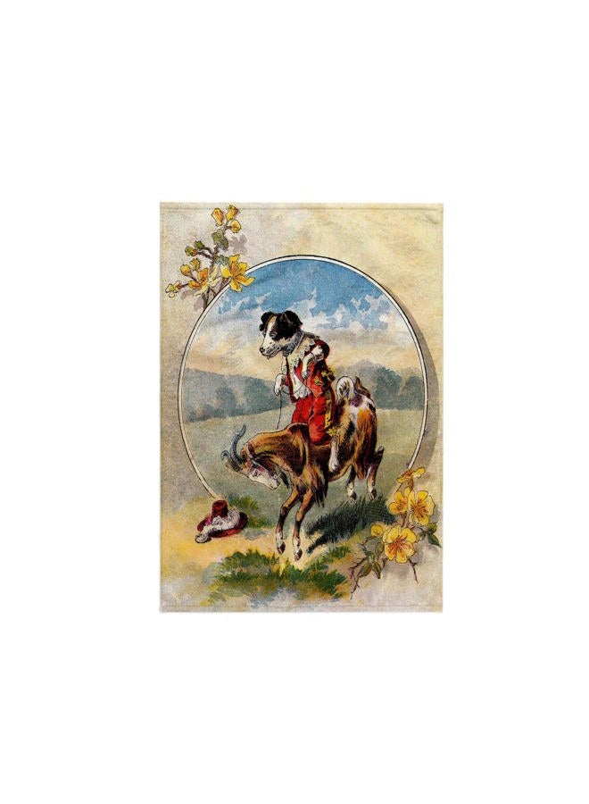 3DROSE 3D Rose Humorous Victorian Painting of Dog Riding A Goat.Jpg Hand/Sports Towel, 15 x 22 - Image 1